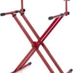 Gator Frameworks Deluxe Two Tier X Frame Keyboard Stand; Bright Red Finish