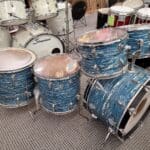 Ludwig Vintage Blue Oyster Pearl Blue and Olive 5 Piece drum set Shell Pack 24/13/14/16/18 1970s $2,250