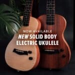 Kala KA-SB-ACA-T solid body tenor electric ukulele in Flame Acacia wood (dark wood) with bag