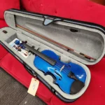 Harlequin Violin outfit with case and bow 4/4 – Metallic Blue B Stock