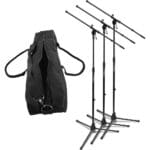 On-Stage MSP7703 3 Tripod Microphone Stands with boom arm Bundle with Bag (3 Stands)