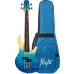 Flight Mini Bass (TBL) Solid Body With Gig Bag – Transparent Blue