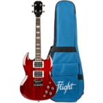 Flight Pioneer Solid Body Electric Ukulele – Cherry Red Free Shipping