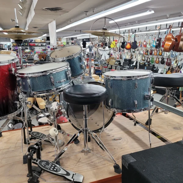 Pearl RS584C/C703 Roadshow 10 / 14 / 18 / 13x5" 4pc Drum Set with Hardware, Cymbals 2014 - 2020 - Aqua Blue Glitter NO SHIPPING LOCAL PICKUP ONLY!! - Image 7