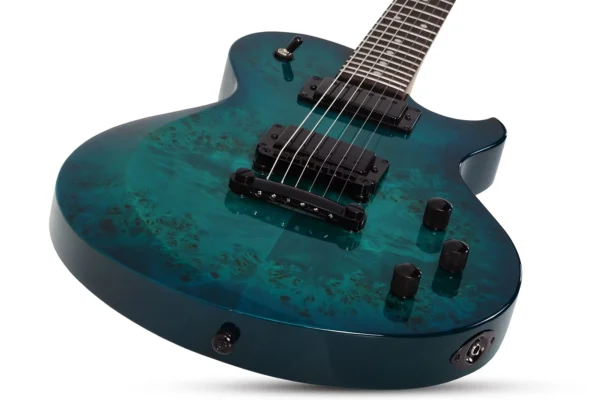 Schecter Solo-II Standard Electric Guitar - Ocean Blue Burst Burl 3959 - Image 6