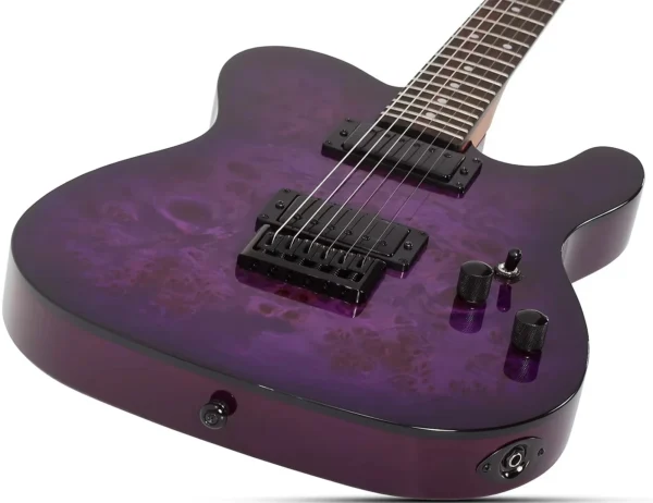 Schecter 3956 PT Standard Electric Guitar - Purple Burst Burl - Image 10