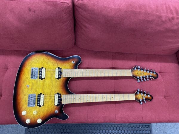 OLP by Ernie Ball Music Man MM612 Double Neck 6/12 String Electric Guitar - Sunburst