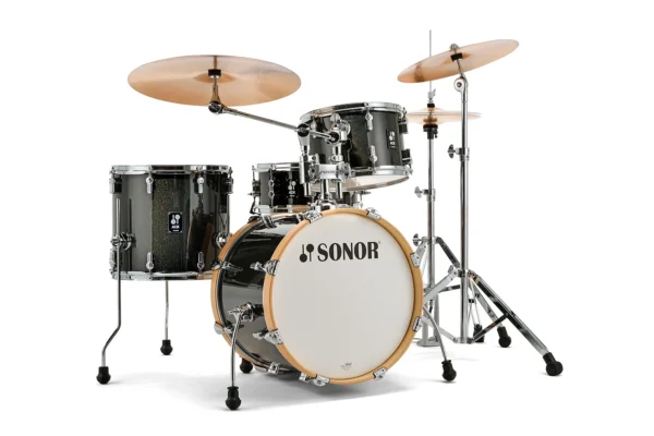 Sonor AQX Jazz 4pc Drum Set w/ Stands - Black Sparkle - Image 6