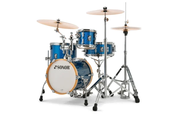 Sonor AQX Micro 4pc Drum Set w/ Stands - Blue Ocean Sparkle - Image 7