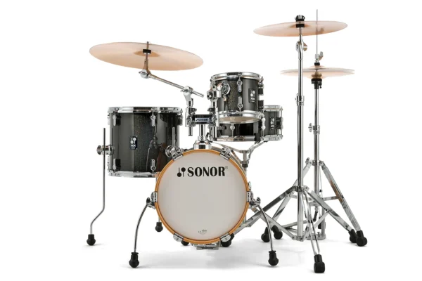 Sonor AQX Micro 4pc Drum Set w/ Stands- Black Midnight Sparkle - Image 5