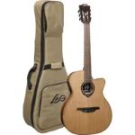 Lag HyVibe H2 HV10NACE Nylon Auditorium Cutaway Acoustic-Electric Looping Guitar – Natural Satin w/ Bag