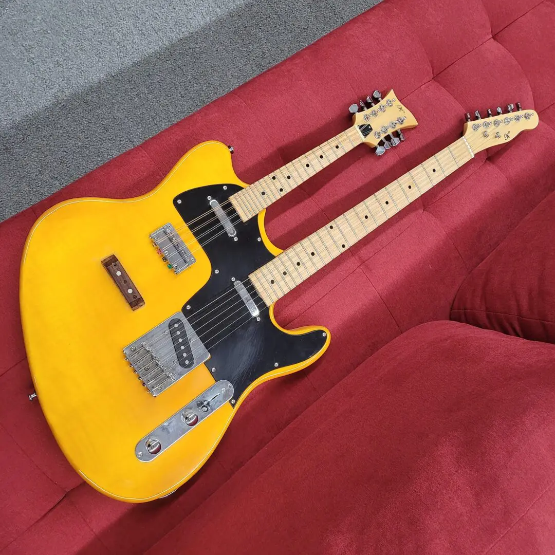 K Double Neck Electric Mandolin/Guitar Offset T-Style - Butterscotch