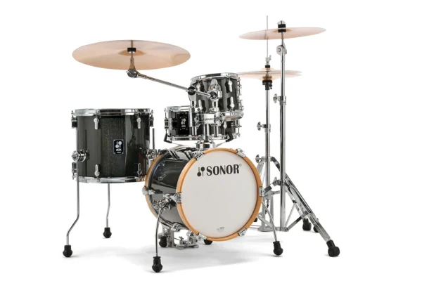 Sonor AQX Micro 4pc Drum Set w/ Stands- Black Midnight Sparkle