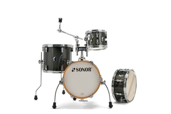 Sonor AQX Micro 4pc Drum Set w/ Stands- Black Midnight Sparkle - Image 4