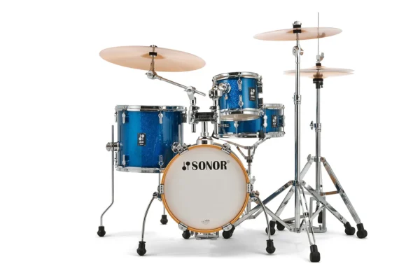 Sonor AQX Micro 4pc Drum Set w/ Stands - Blue Ocean Sparkle - Image 6